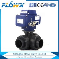 Electric three-way plastic ball valve Acid and alkali resistance and aging resistance